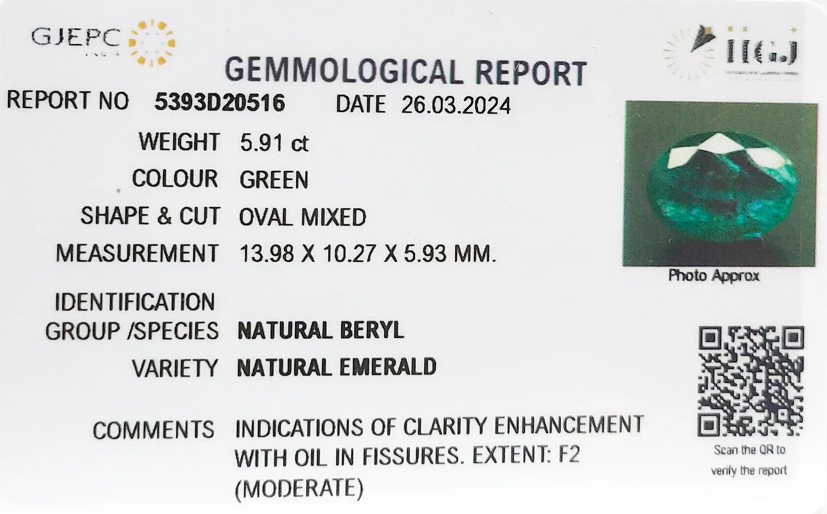 Emerald 5.91ct. (Super Luxury) view 2