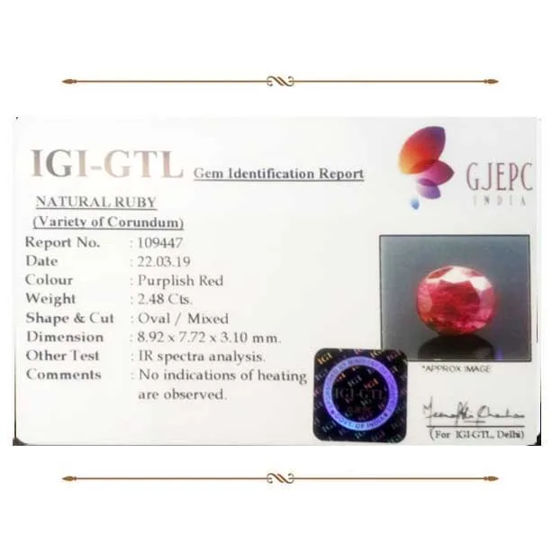 African Ruby 2.48ct. (Super Premium) view 2