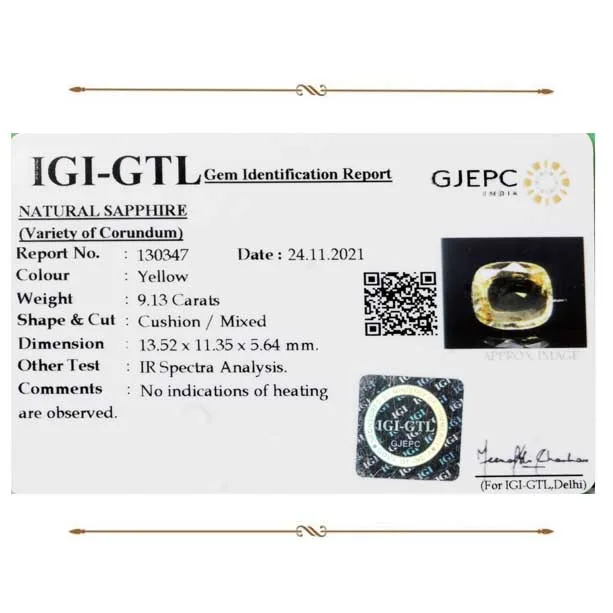 Yellow Sapphire 9.13ct.On-Demand view 2