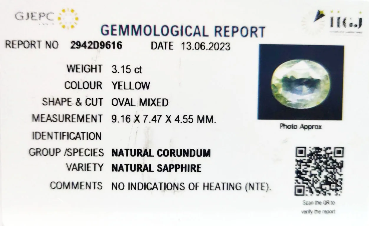 Yellow Sapphire 3.15ct. (Luxury) view 2