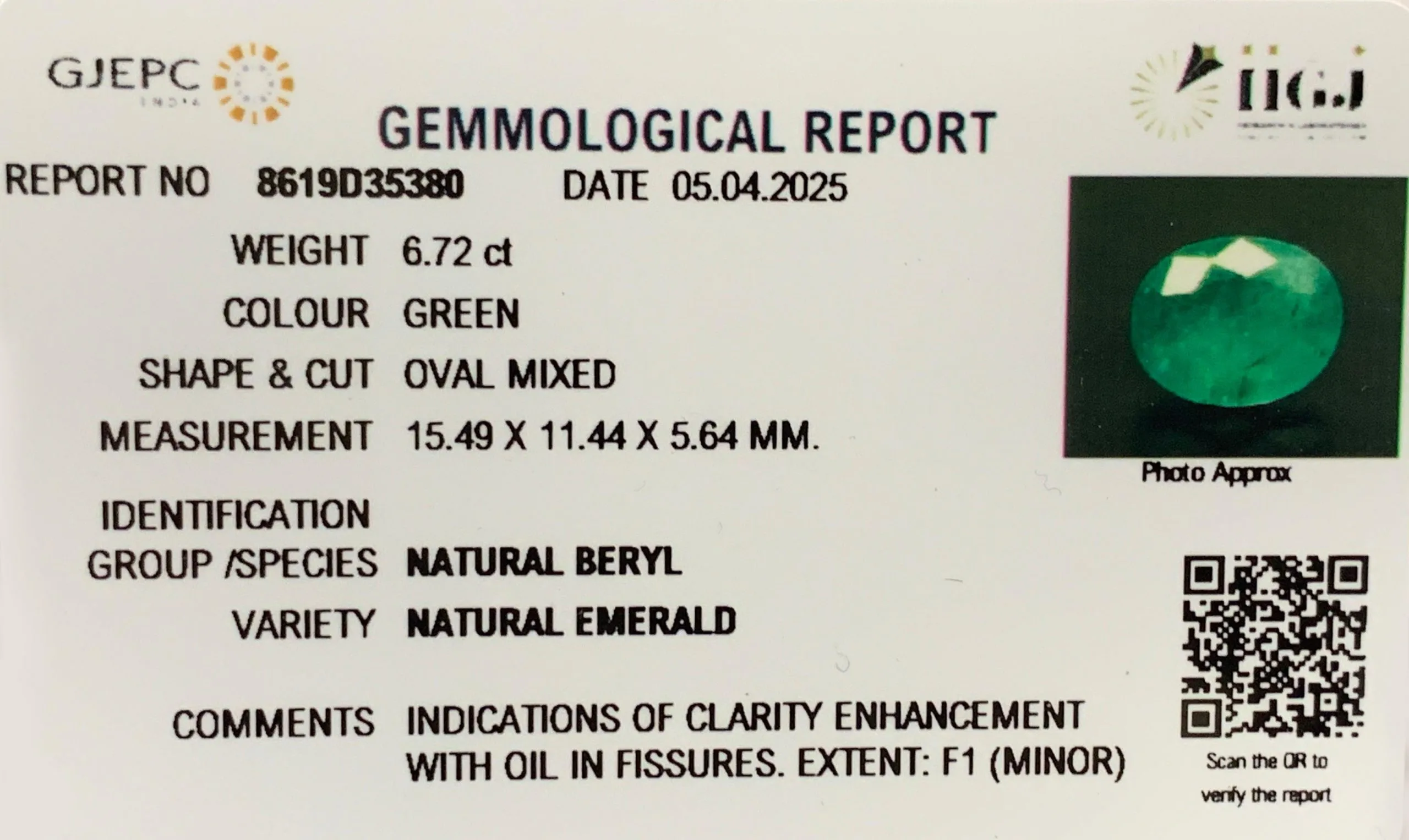 Emerald 6.72ct. (Super Premium) view 2