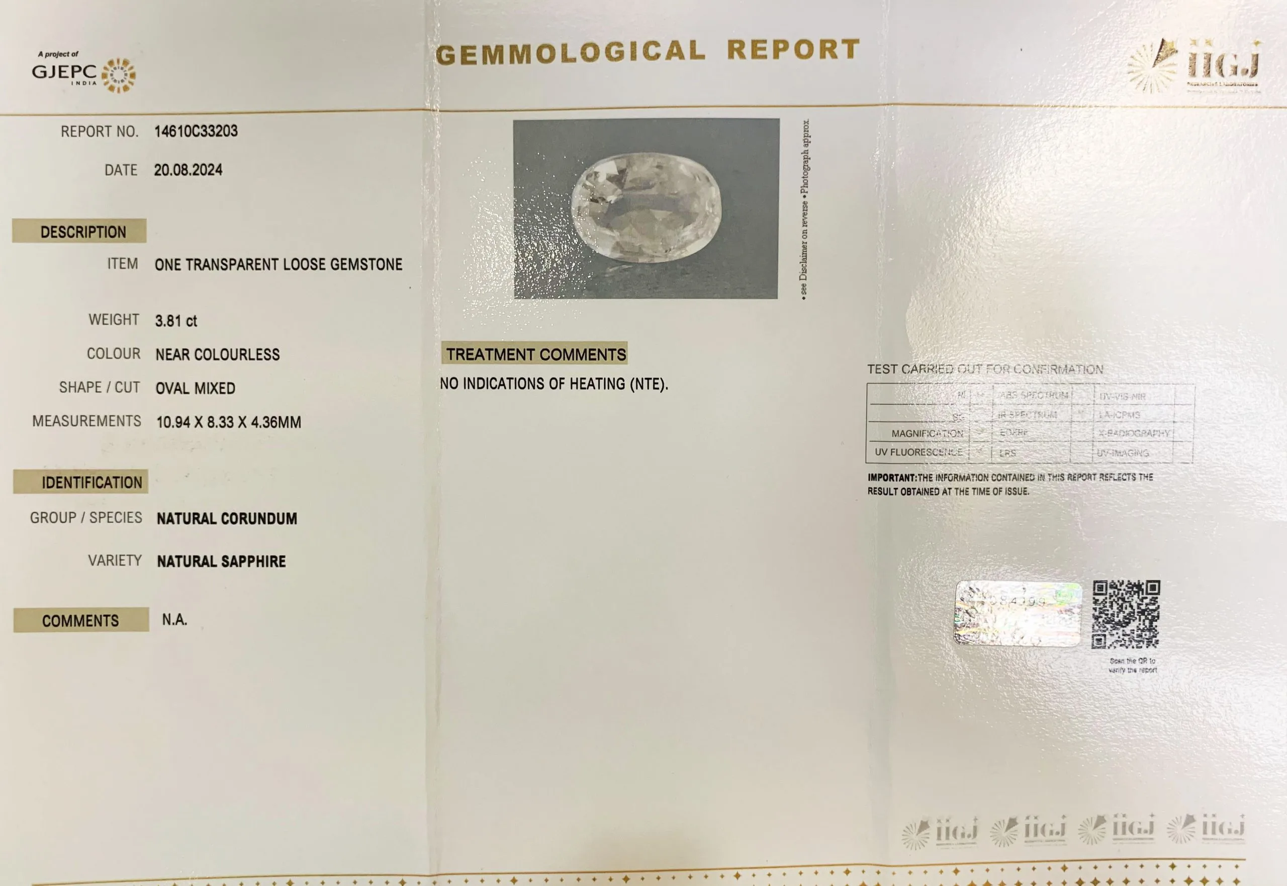 White Sapphire 3.81ct. (Premium) view 2