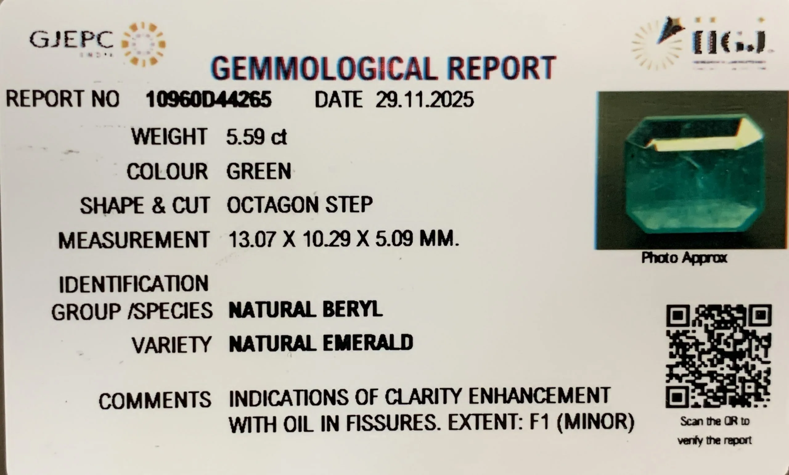 Emerald 5.59ct. (Super Luxury) view 3