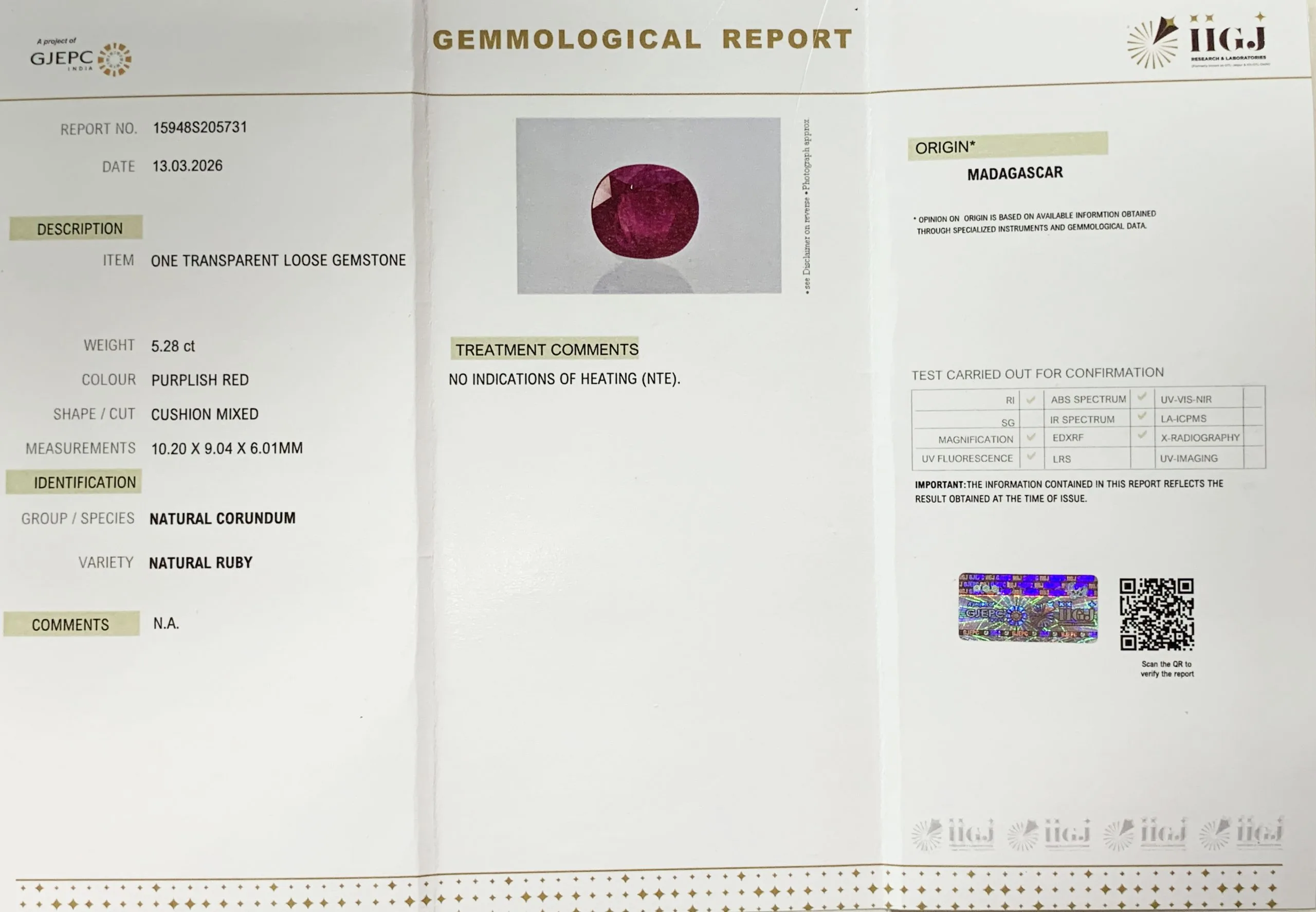 African Ruby 5.28ct On-Demand view 3