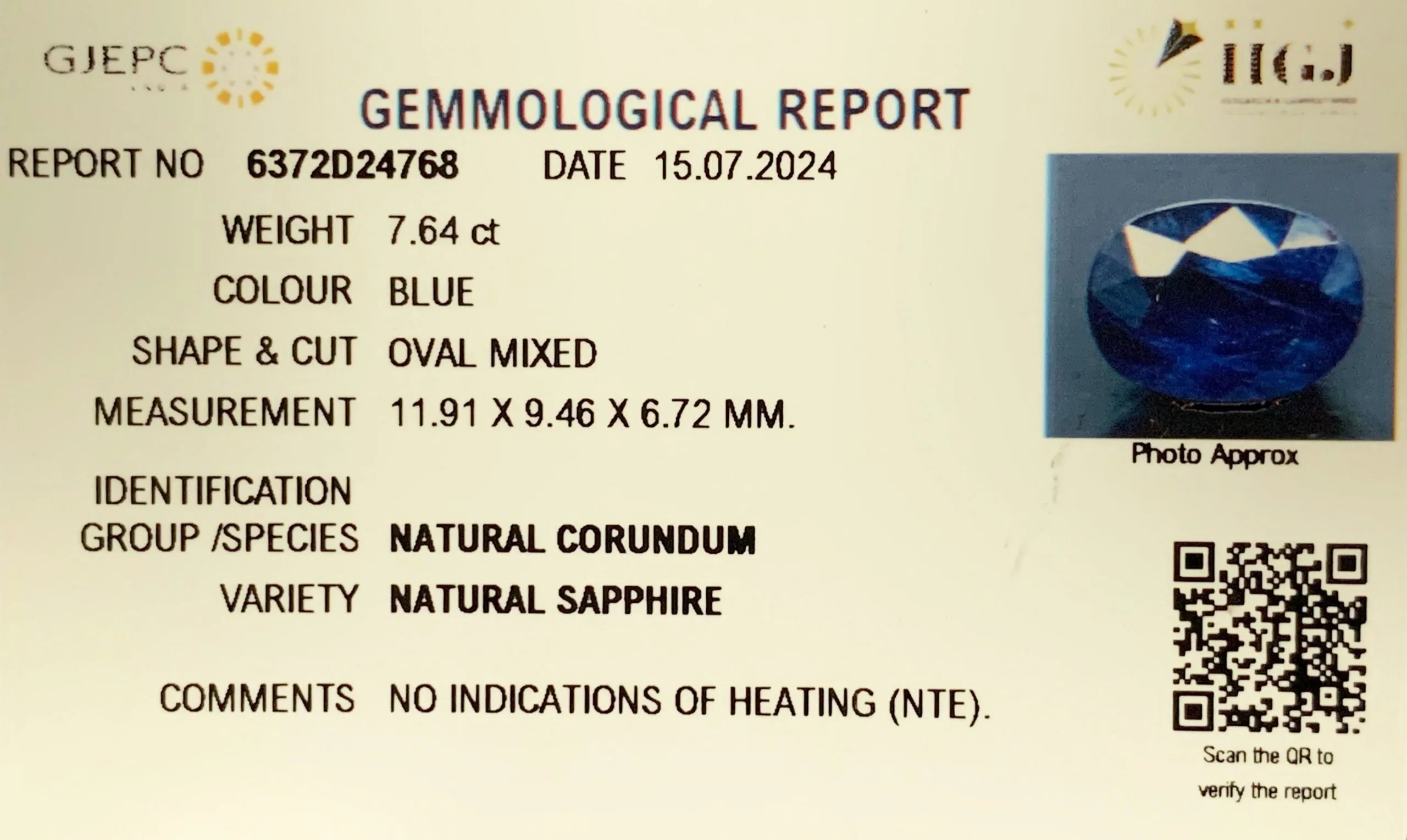 Blue Sapphire 7.64ct. (Economy) view 2