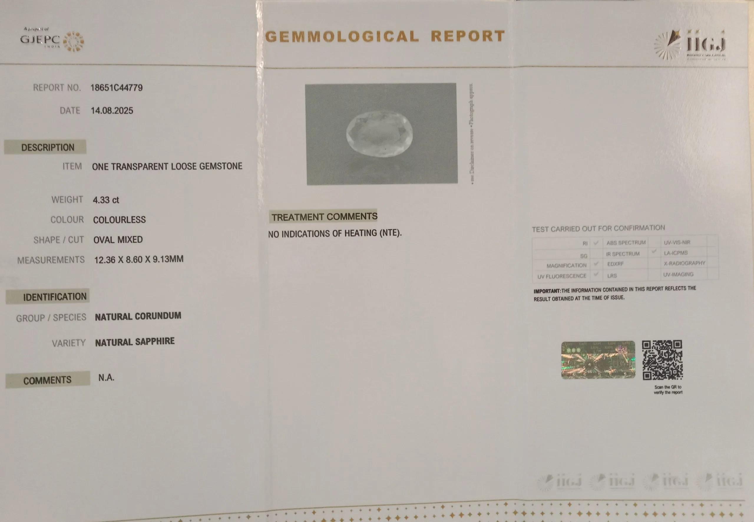 White Sapphire 4.33ct. (Economy) view 2