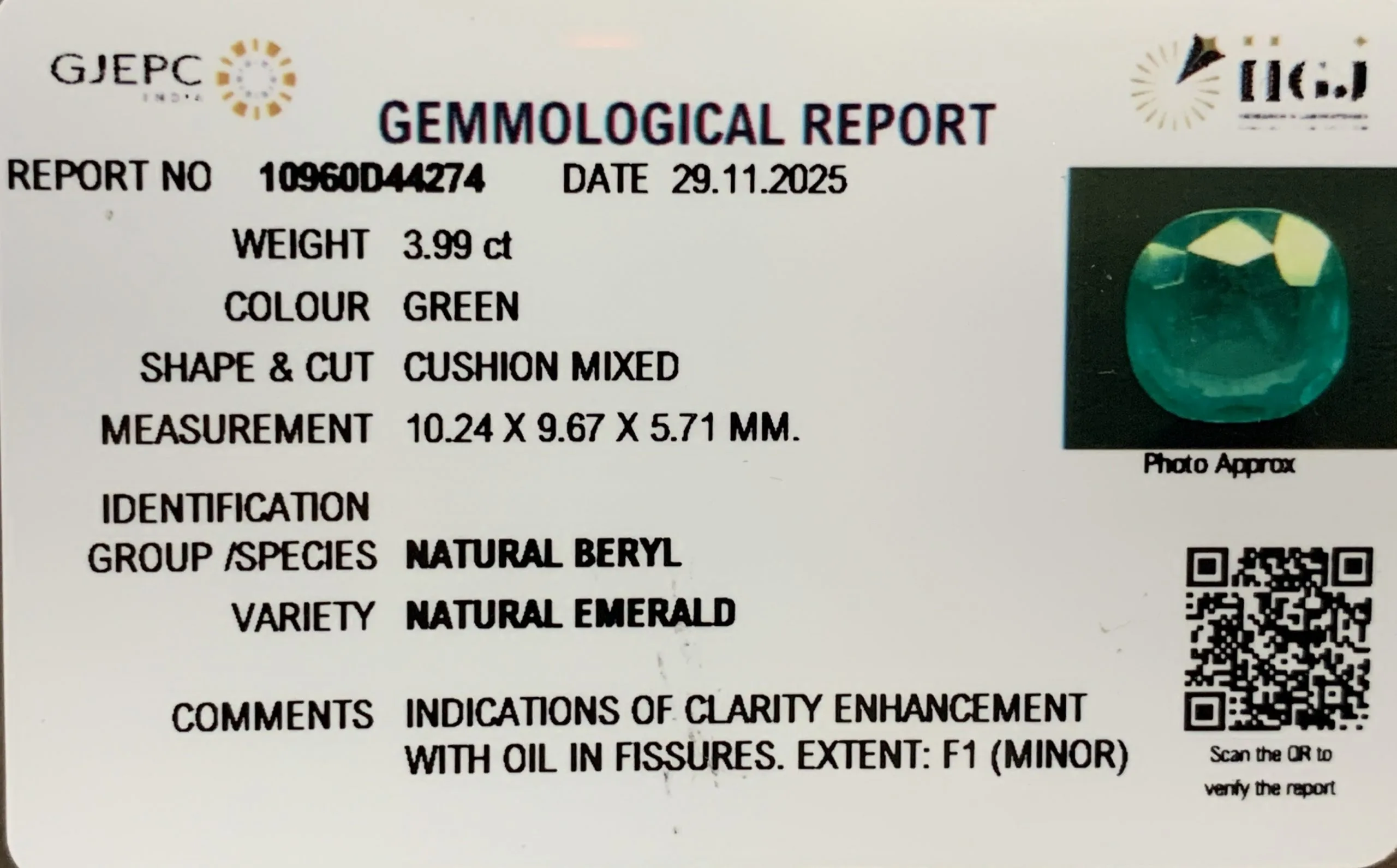 Emerald 3.99ct. (Super Luxury) view 3