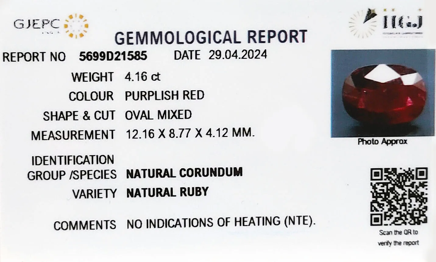 African Ruby 4.16ct. (Super Premium) view 2