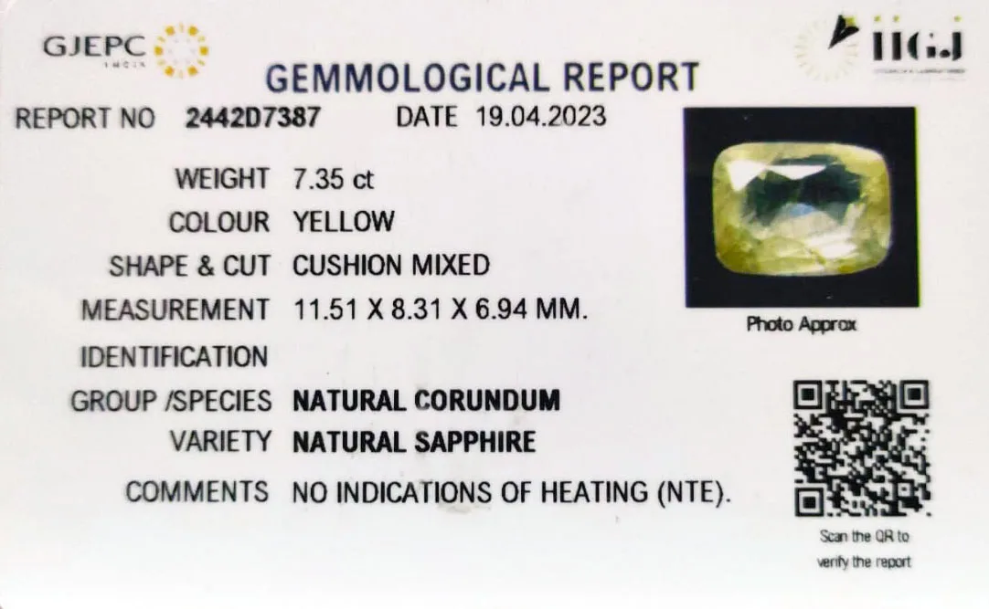 Yellow Sapphire 7.35ct. (Super Premium) view 2