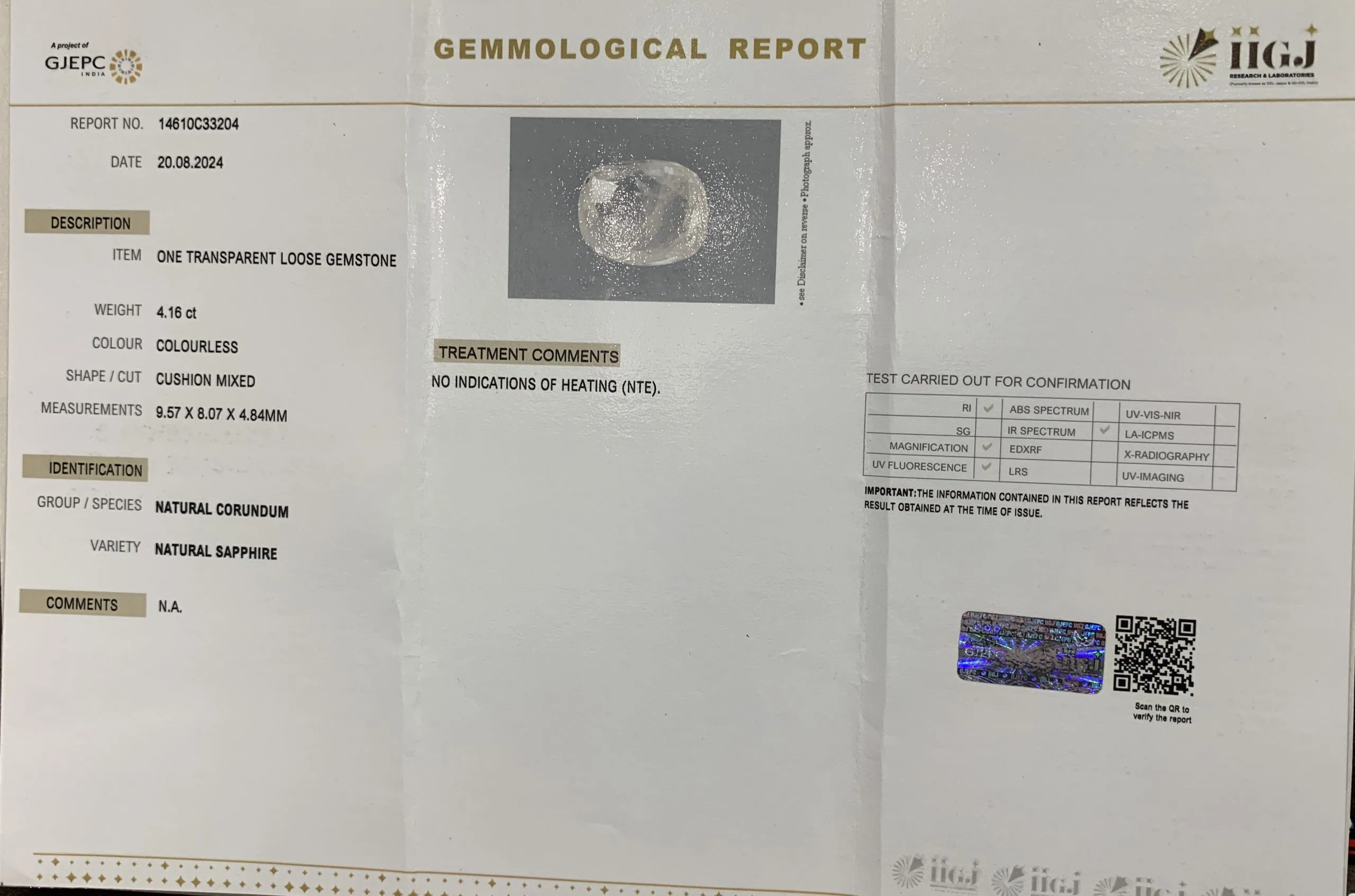 White Sapphire 4.16ct. (Super Premium) view 2