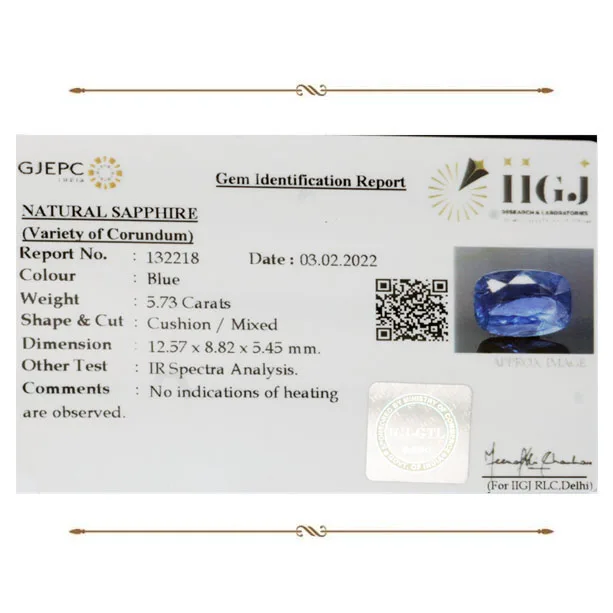 Blue Sapphire 5.73ct. (Super Luxury) view 2