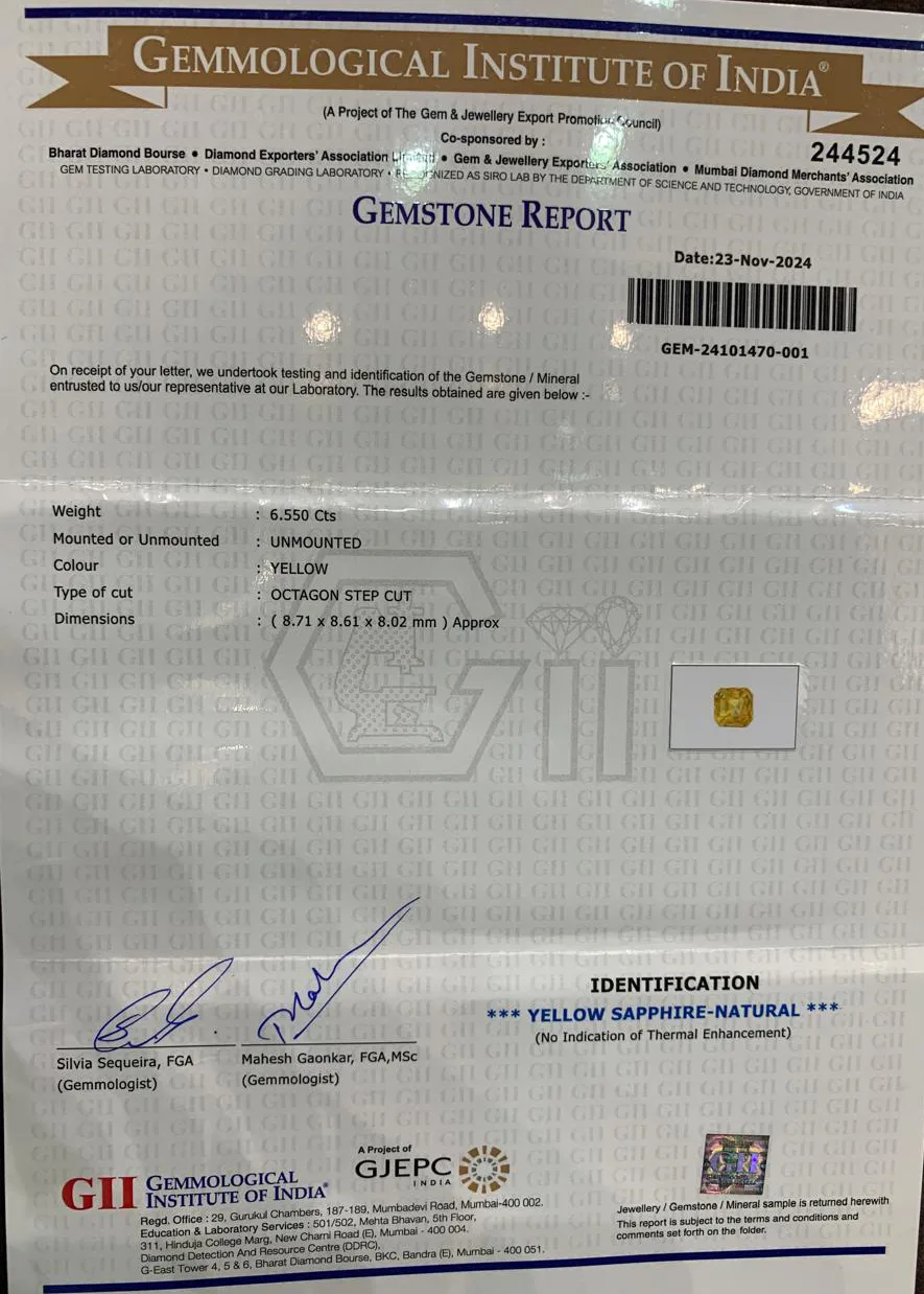 Yellow Sapphire 6.55ct.On-Demand view 2