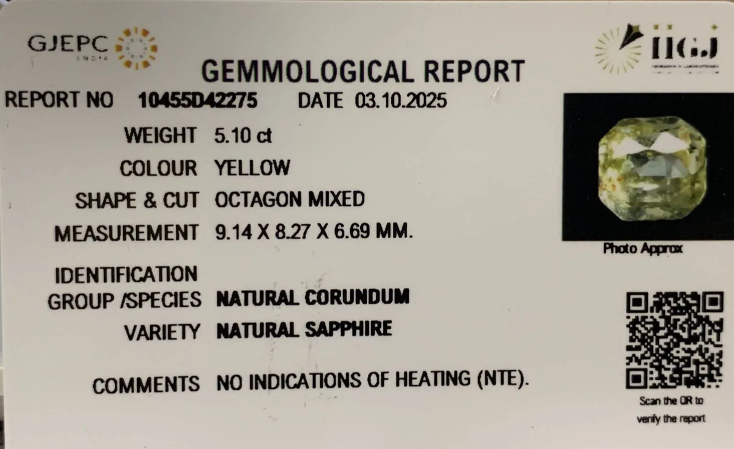 Yellow Sapphire 5.10ct. (Super Luxury) view 2