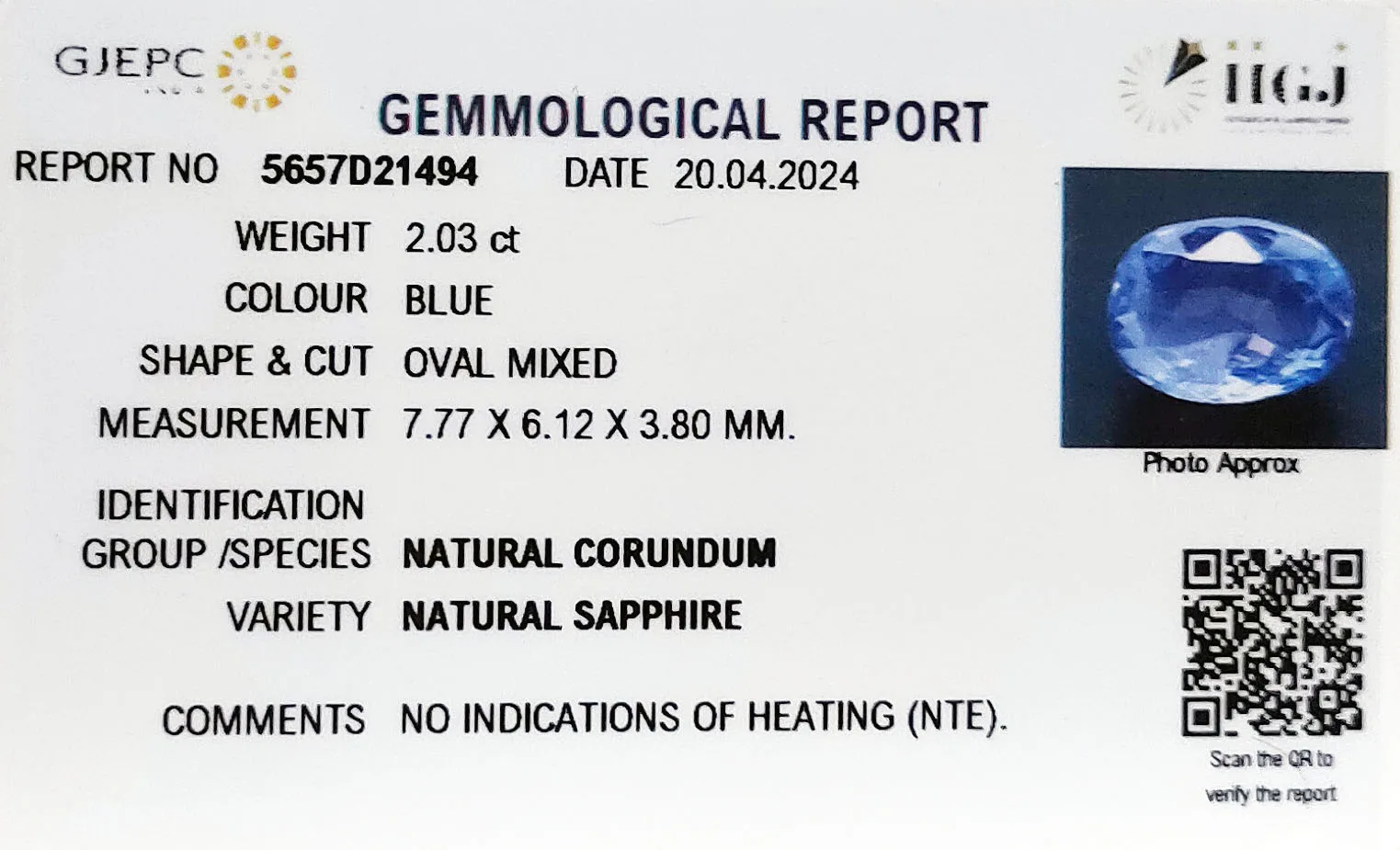 Blue Sapphire 2.03ct. (Luxury) view 2