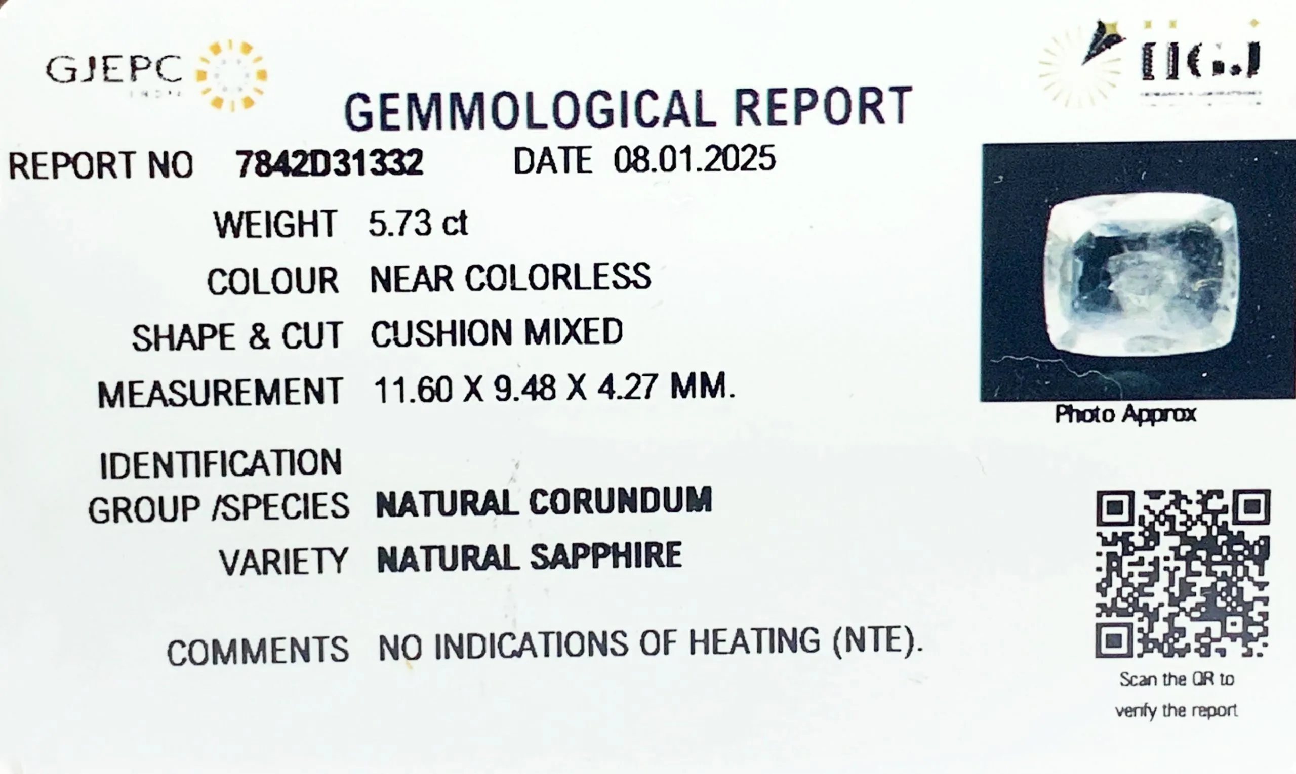 White Sapphire 5.73ct. (Premium) view 2