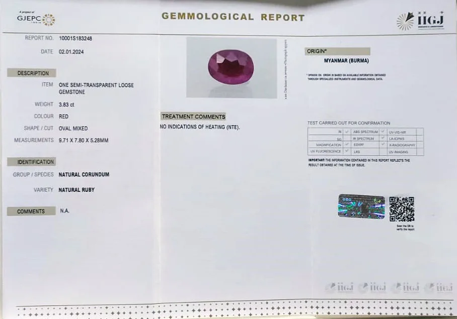 Burma Ruby 3.83ct. (Super Premium) view 3