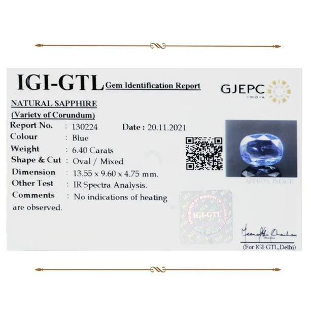 Blue Sapphire 6.40ct. (Super Luxury) view 2