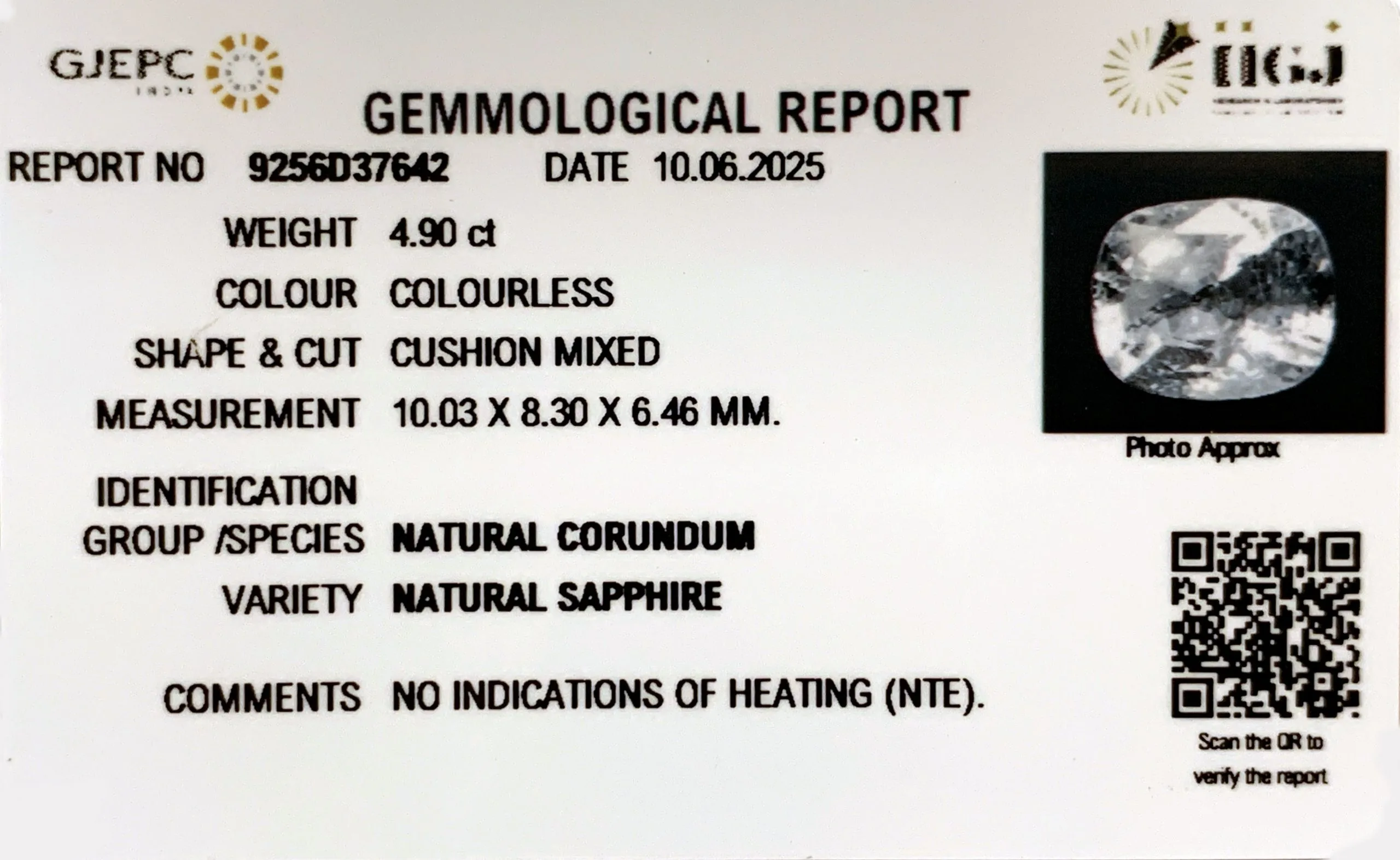 White Sapphire 4.90ct. (Super Premium) view 2