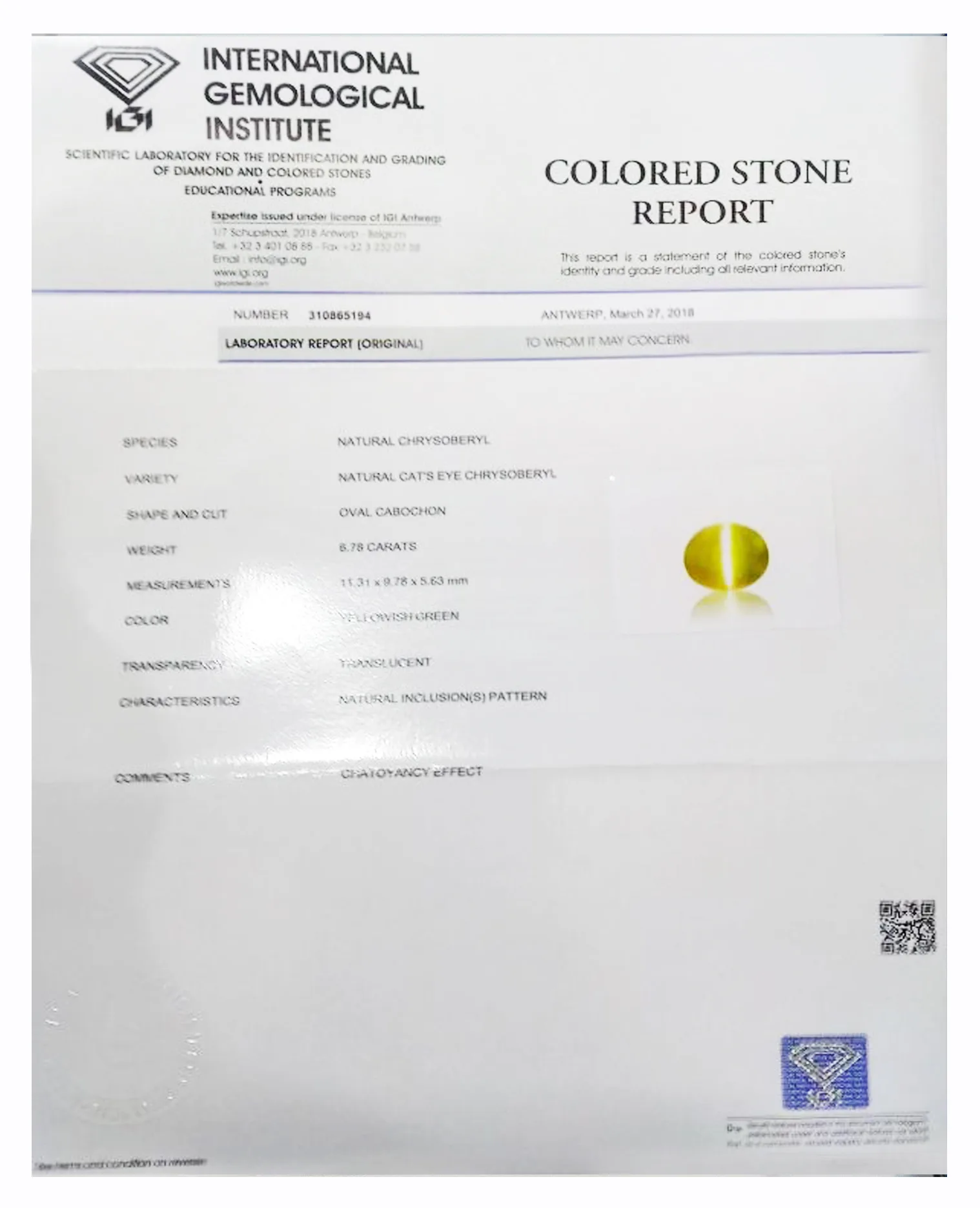 Catseye 6.78ct.On-Demand view 2