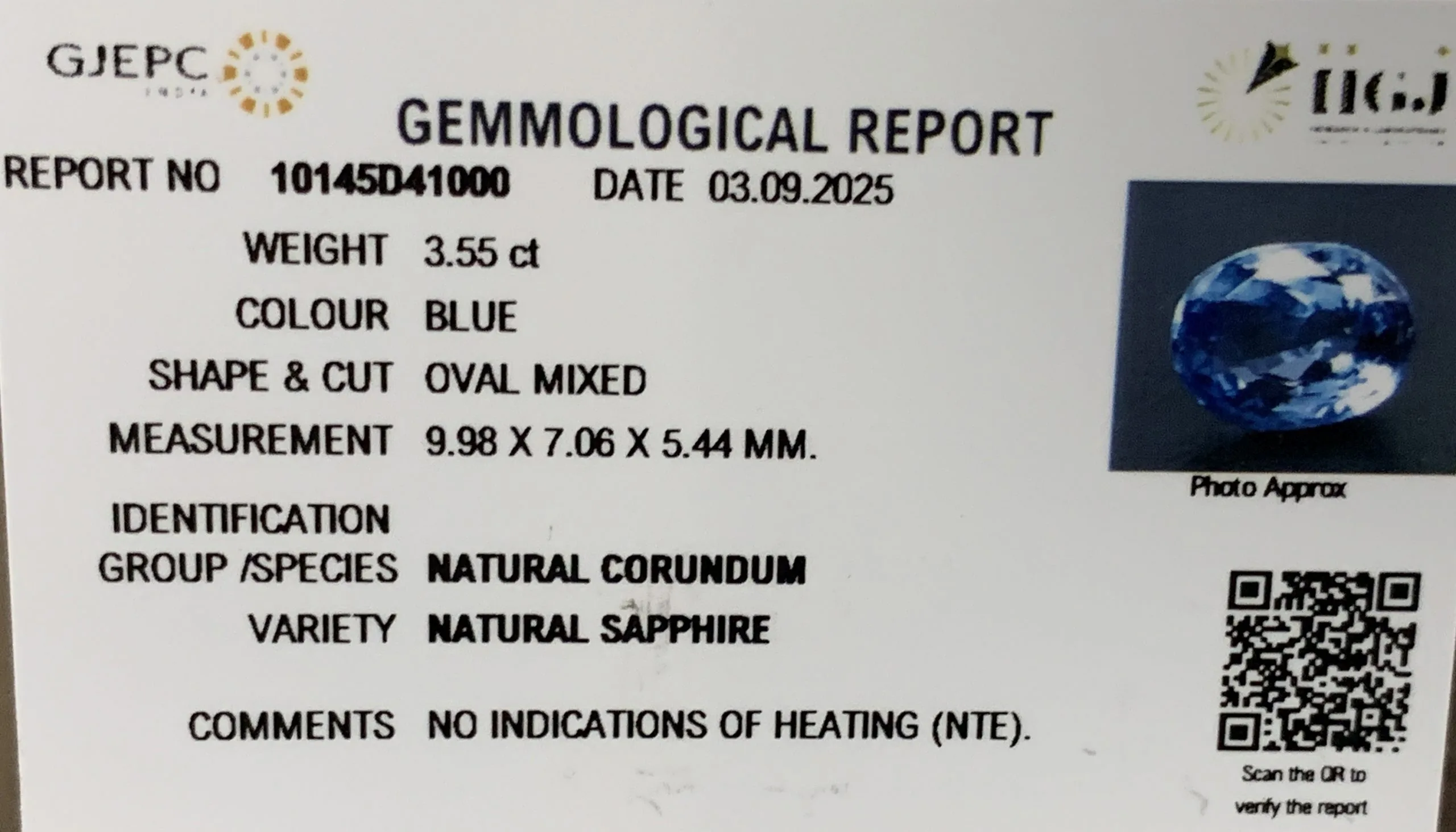 Blue Sapphire 3.55ct.On-Demand view 2