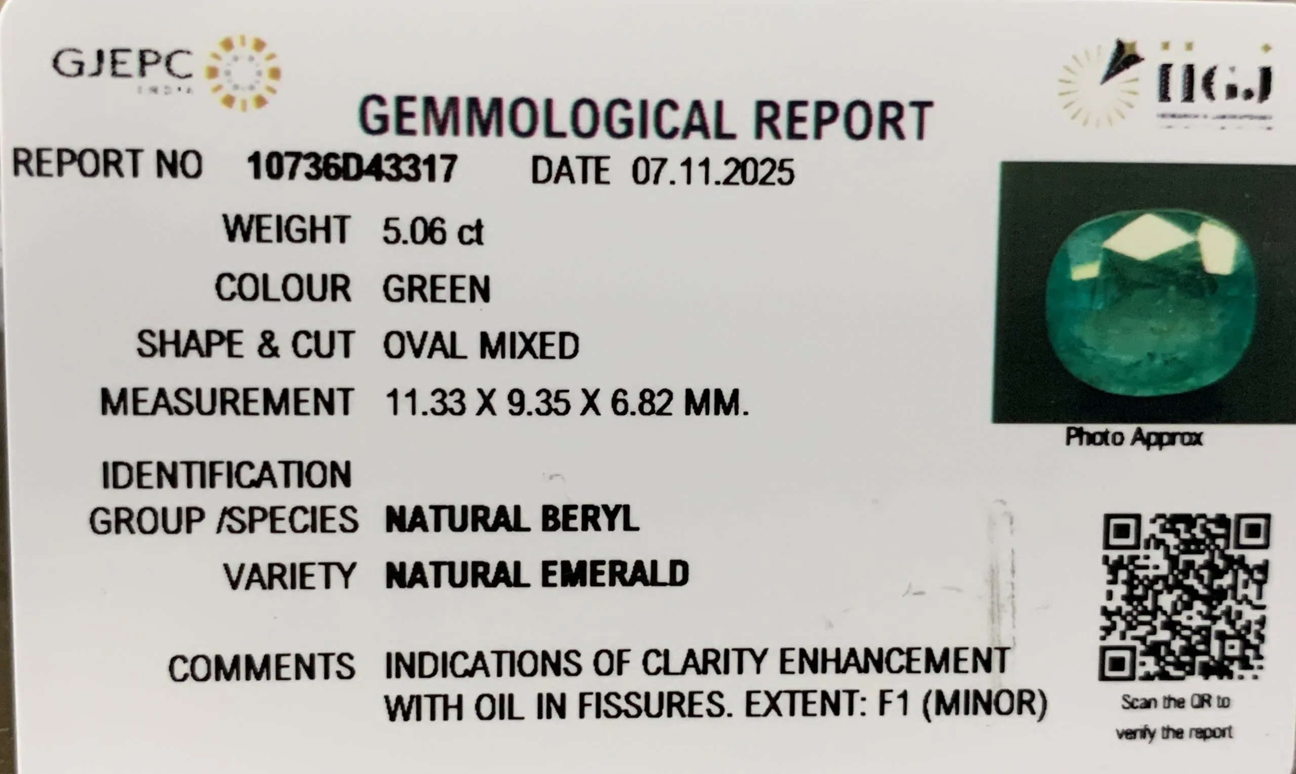 Emerald 5.06ct. (Super Luxury) view 2