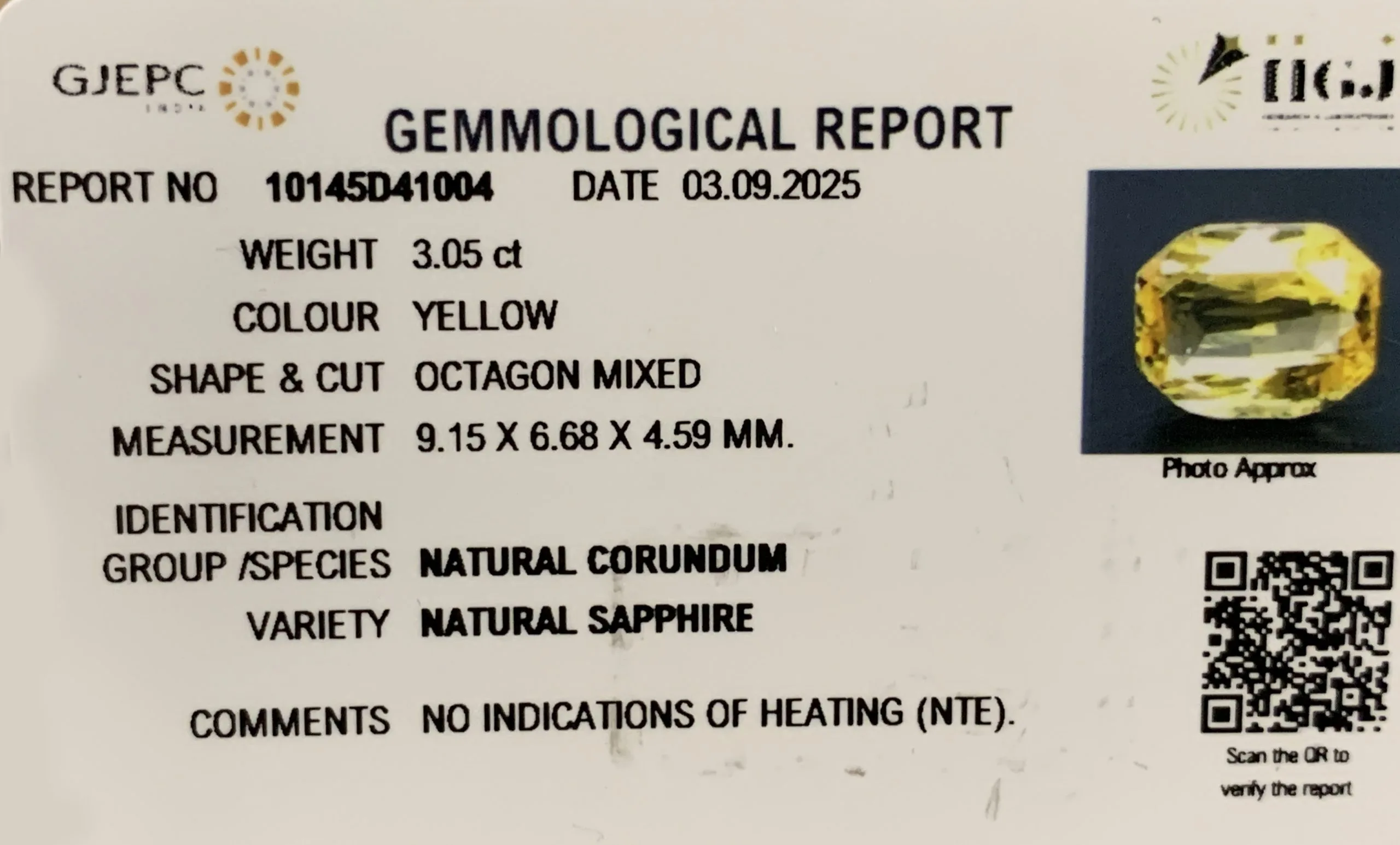 Yellow Sapphire 3.05ct.On-Demand view 2