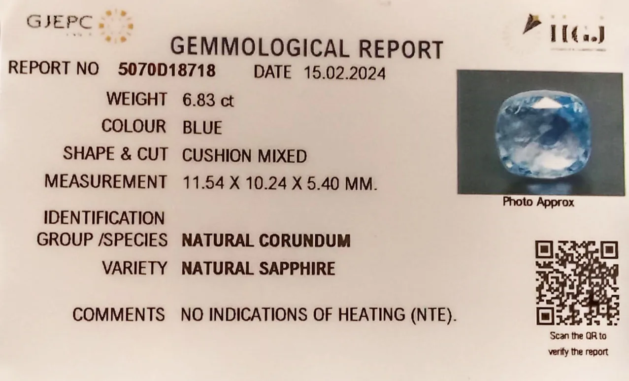 Blue Sapphire 6.83ct. (Super Luxury) view 2