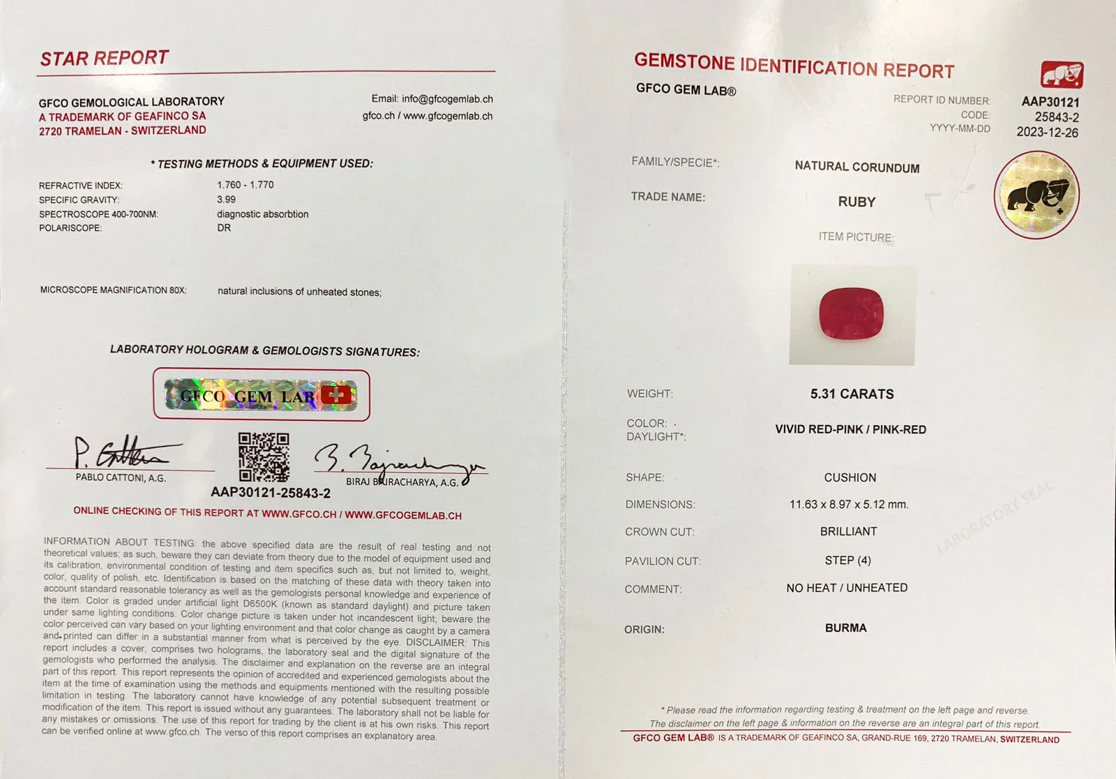 Fine Burma Ruby 5.31ct On-Demand view 2