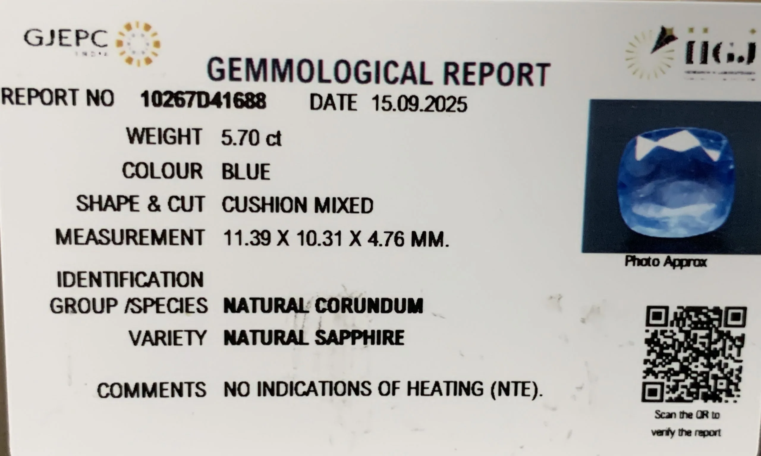 Blue Sapphire 5.70ct. (Luxury) view 2