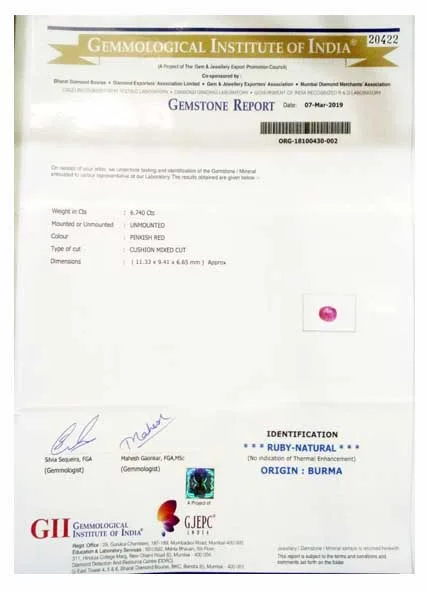Fine Burma Ruby 6.74ct On-Demand view 2