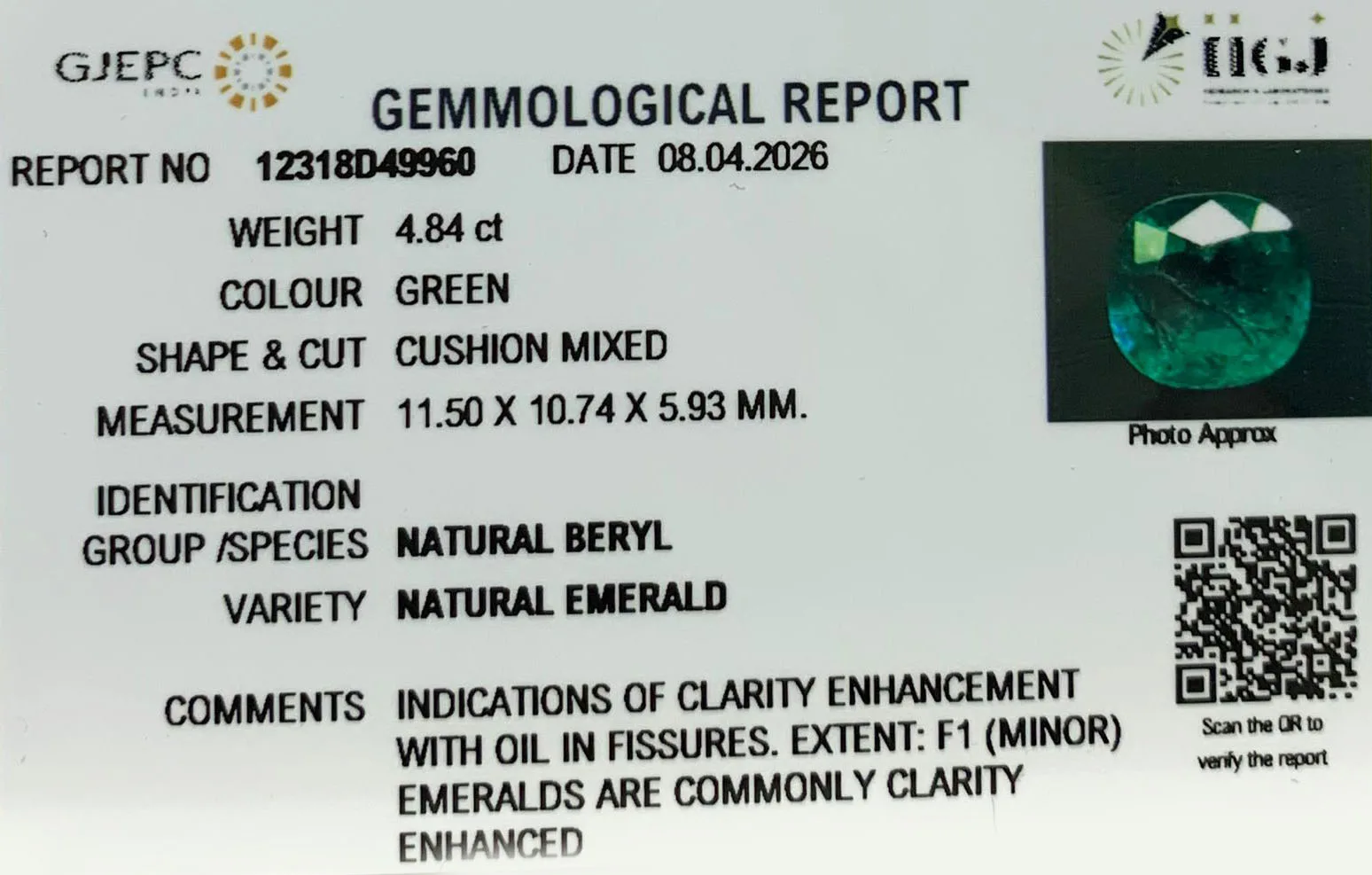 Emerald 4.84ct. (Super Luxury) view 2