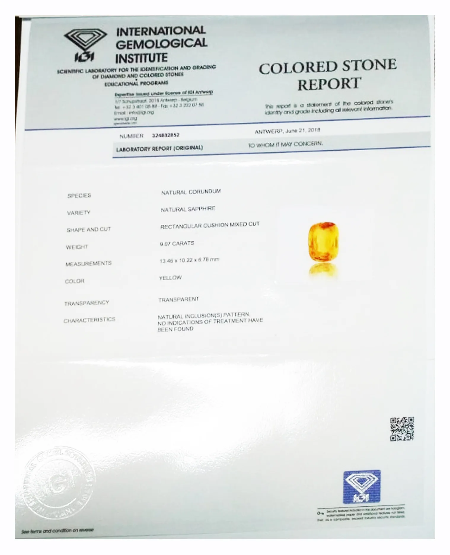 Yellow Sapphire 9.07ct. @On Demand view 2
