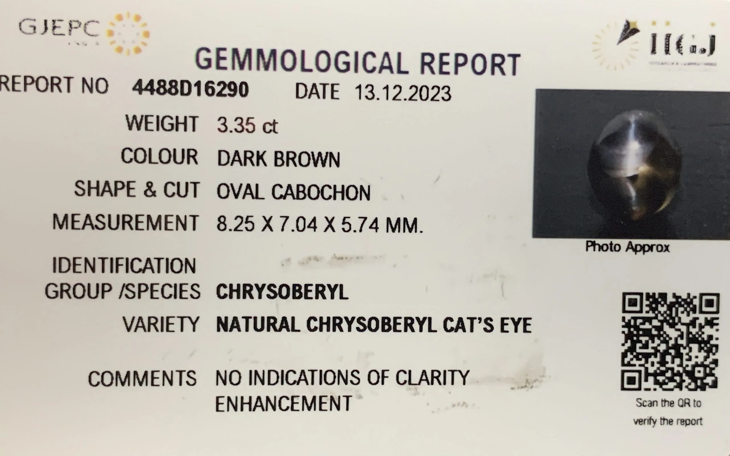 Catseye 3.35ct. (Luxury) view 2