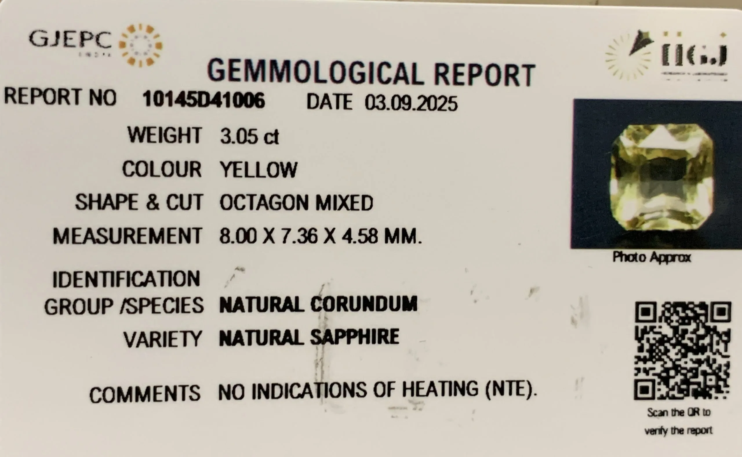 Yellow Sapphire 3.05ct.On-Demand view 2