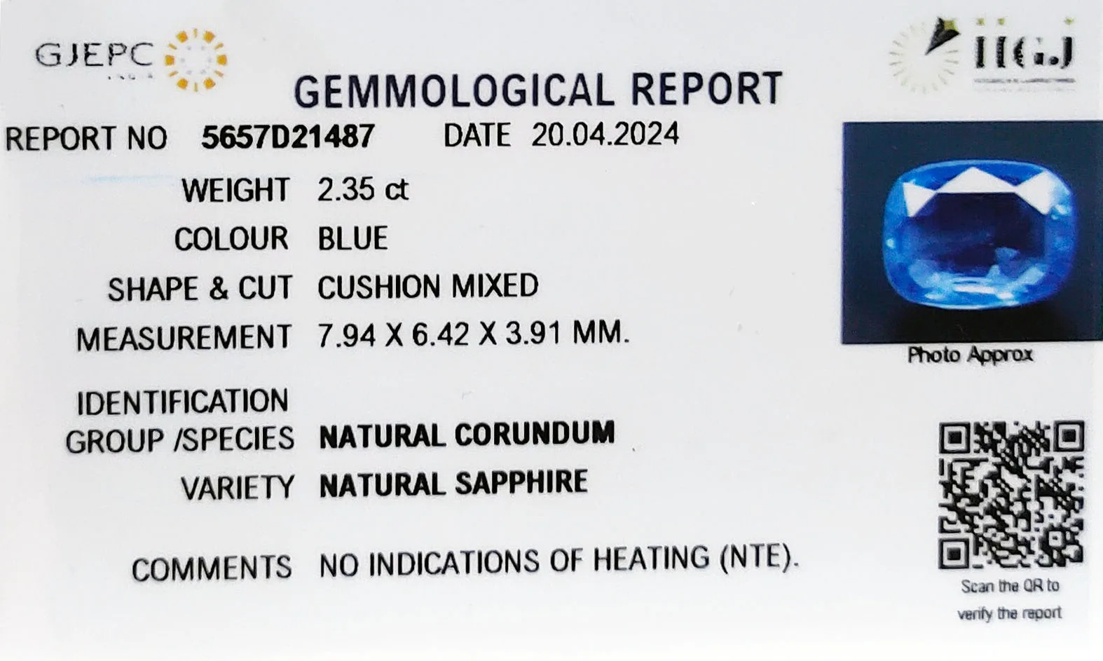 Blue Sapphire 2.35ct. (Luxury) view 2