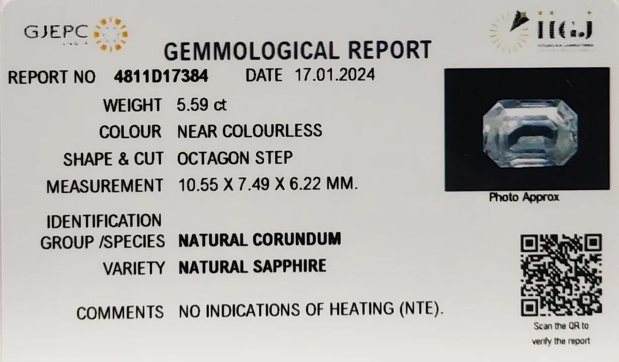 White Sapphire 5.59ct. (Luxury) view 3