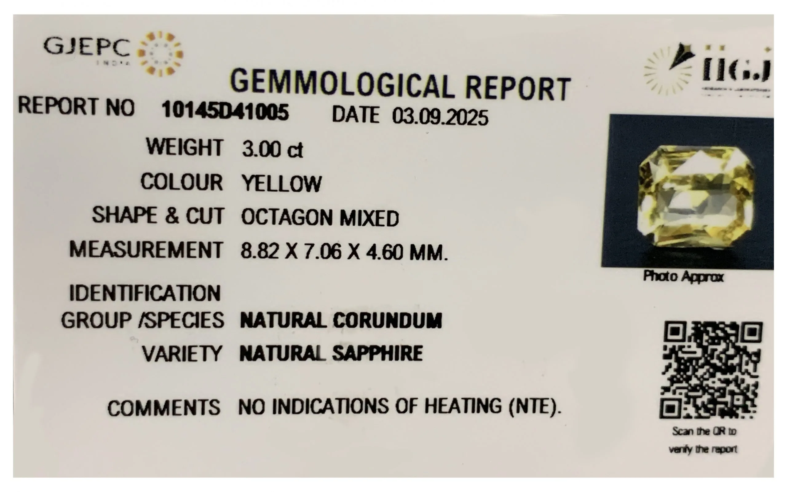 Yellow Sapphire 3.00ct.On-Demand view 2