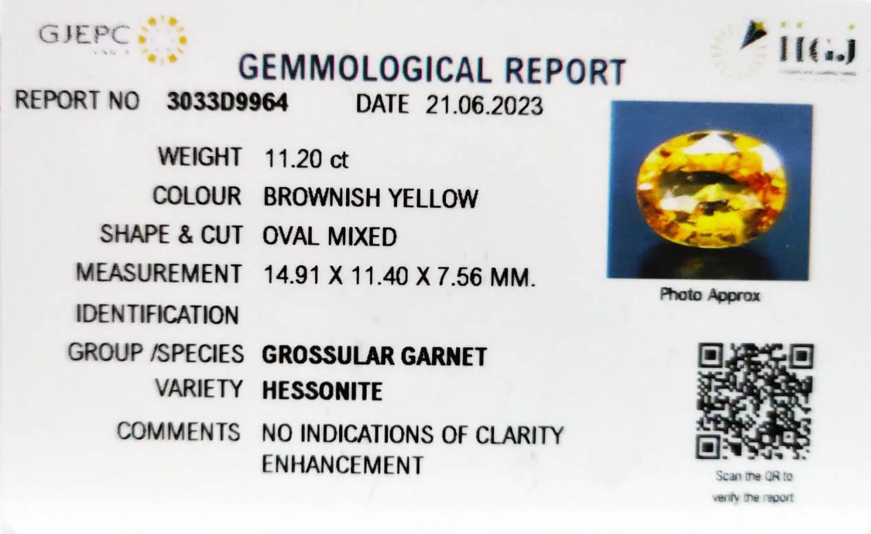 Hessonite 11.20ct. (Super Luxury) view 2