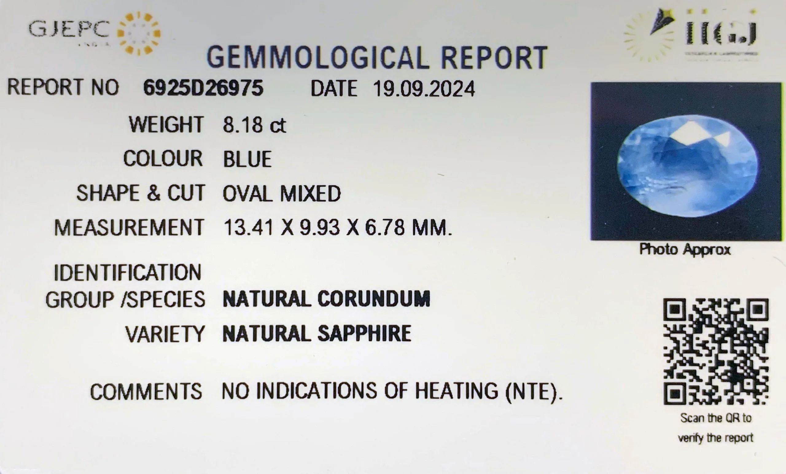Blue Sapphire 8.18ct. (Economy) view 2
