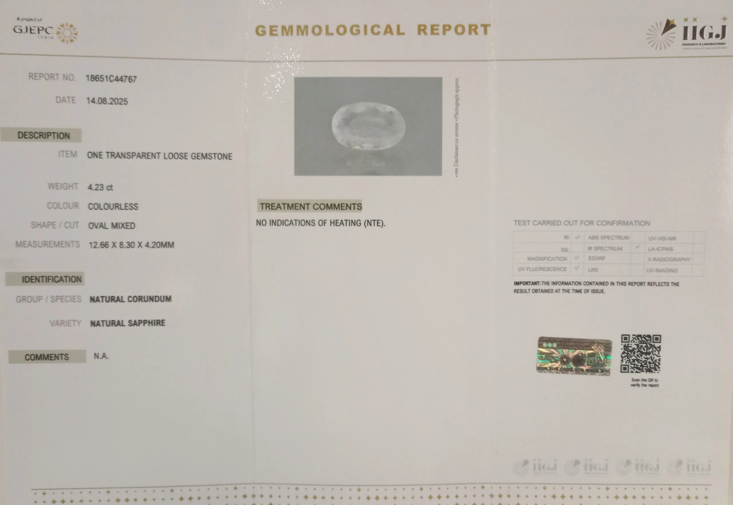 White Sapphire 4.23ct. (Premium) view 2