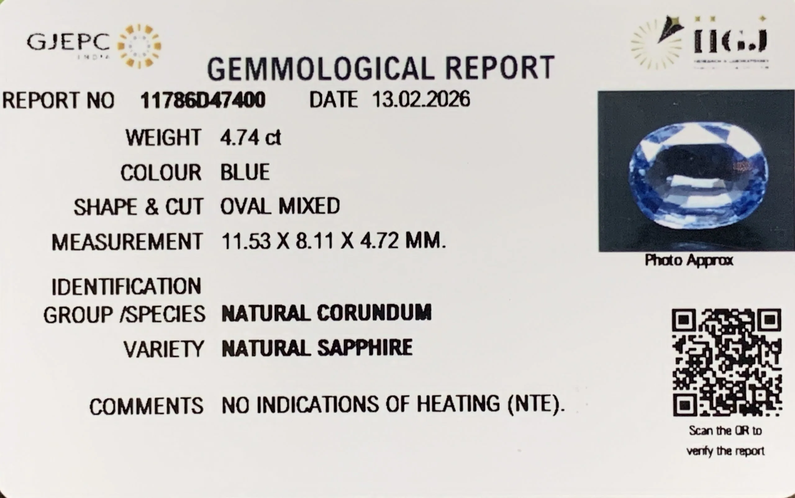 Blue Sapphire 4.74ct. (Luxury) view 2