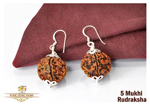5 Mukhi natural rudraksha tops in silver