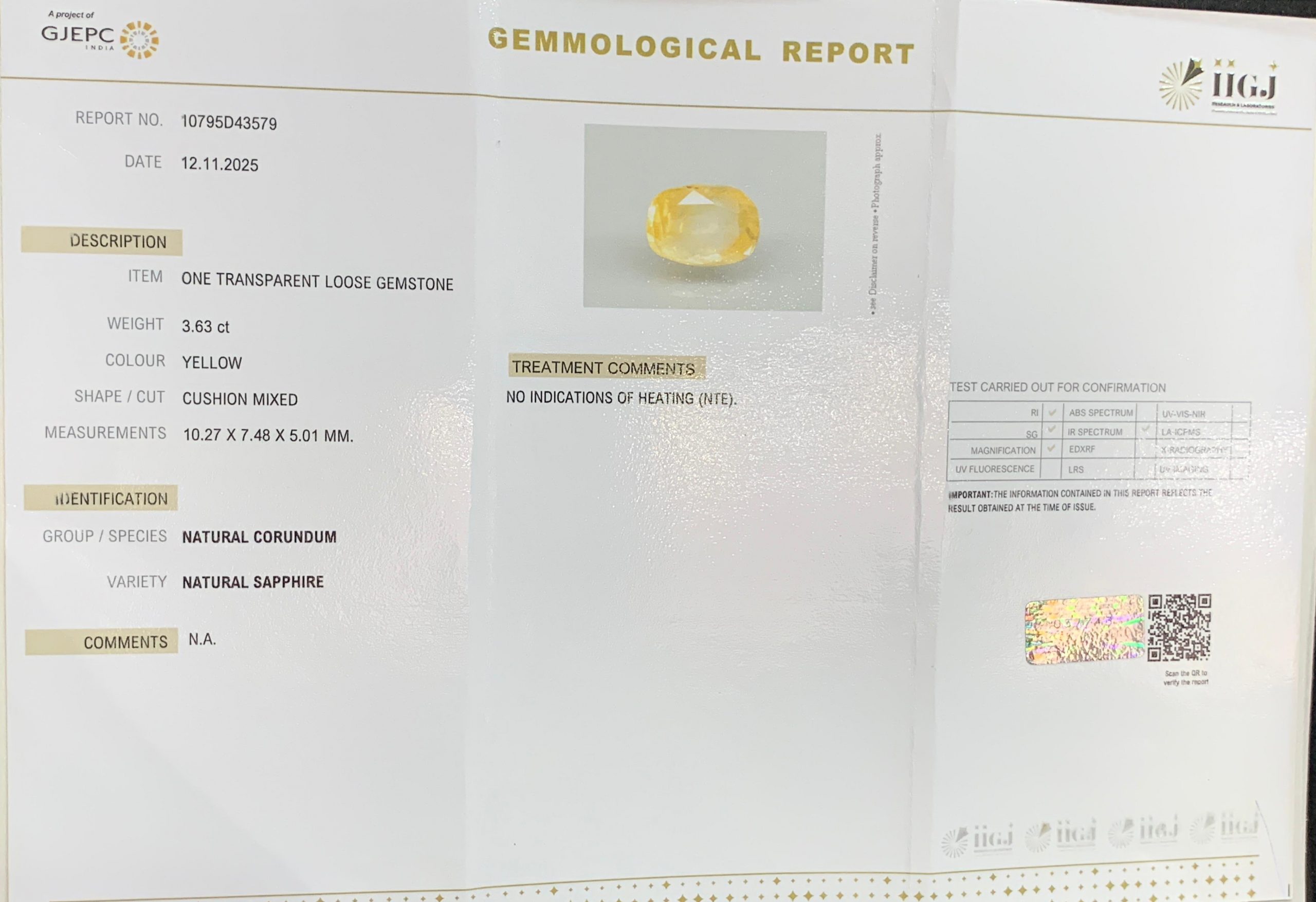 Yellow Sapphire 3.63ct. (Luxury) view 2