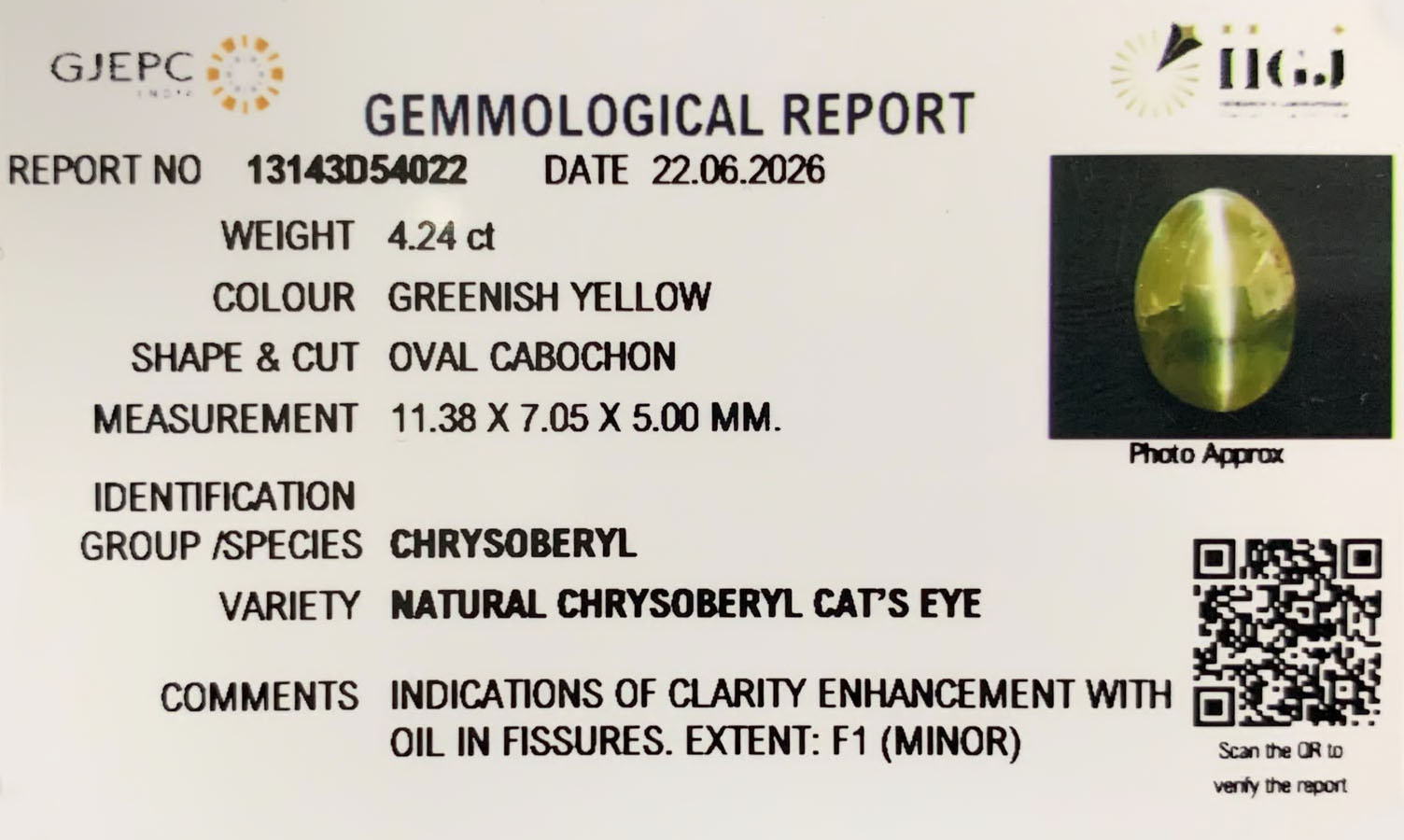 Catseye 4.24ct. (Super Premium) view 2